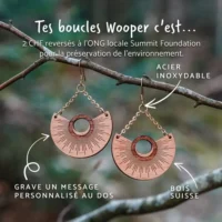 Ohrringe aus Holz mit Mondmotiv, gravierter Naturschmuck aus der Schweiz