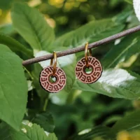 Creole wooden earrings Swiss with a hidden symbol called "life is beautiful"