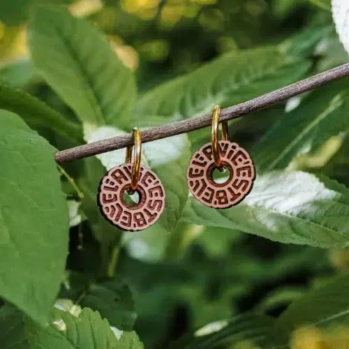 Wooden earrings life is beautiful