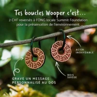 Creole wooden earrings Swiss with a hidden symbol called "life is beautiful"