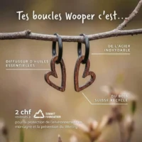 Luv wooden earrings, heart-shaped design, perfect Valentine's Day gift, mother-daughter gift, with black hoops