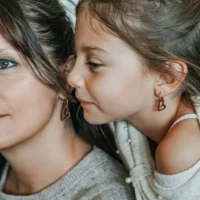 Luv wooden earrings, heart-shaped design, perfect Valentine's Day gift, mother-daughter gift