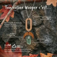 Avantages collier en bois Naelis bois naturel verre recyclé chaîne argent éthique