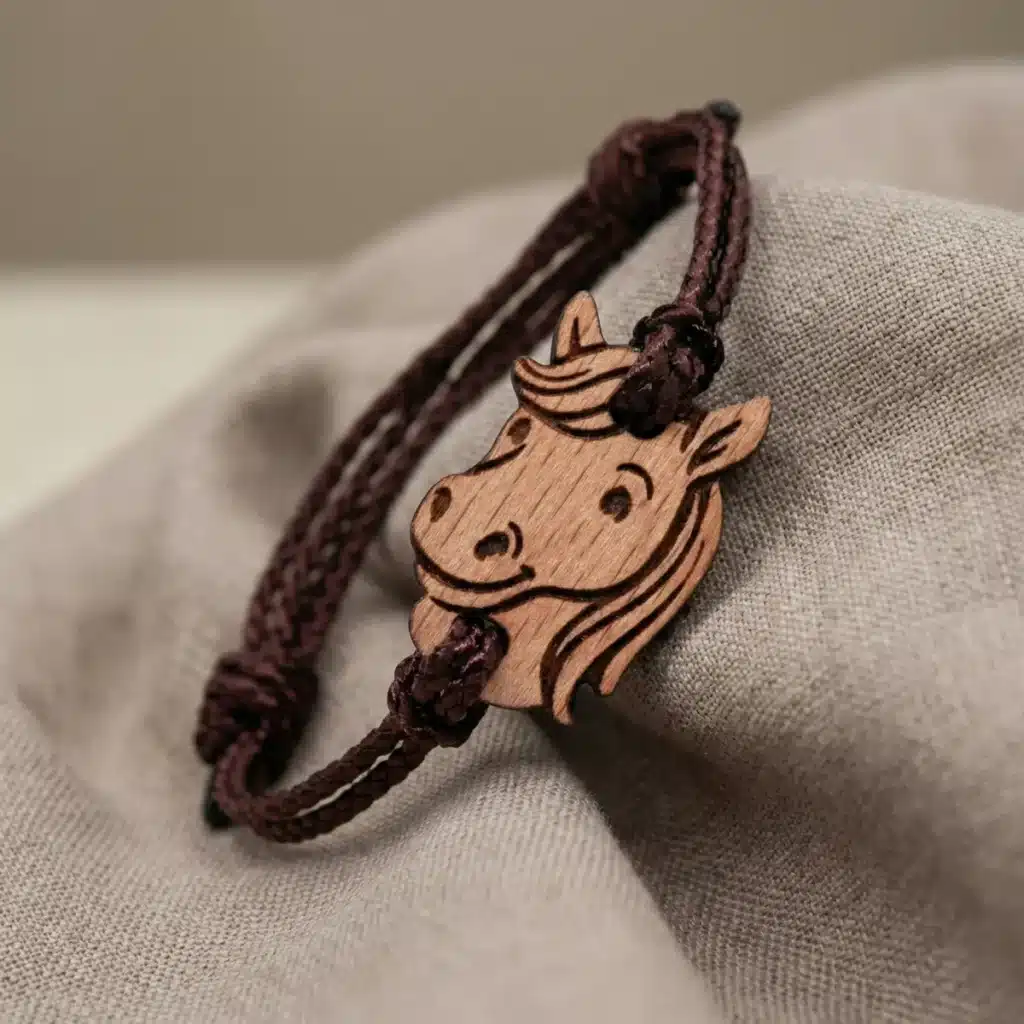 Nouveautés 22 Bracelet en bois suisse pour enfant Jolly au design de poney