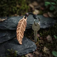 Porte-cles-en-bois-piuma Porte-clés en bois Piuma