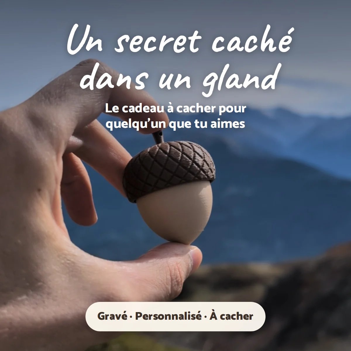 Regalo personalizzato a forma di ghianda da nascondere